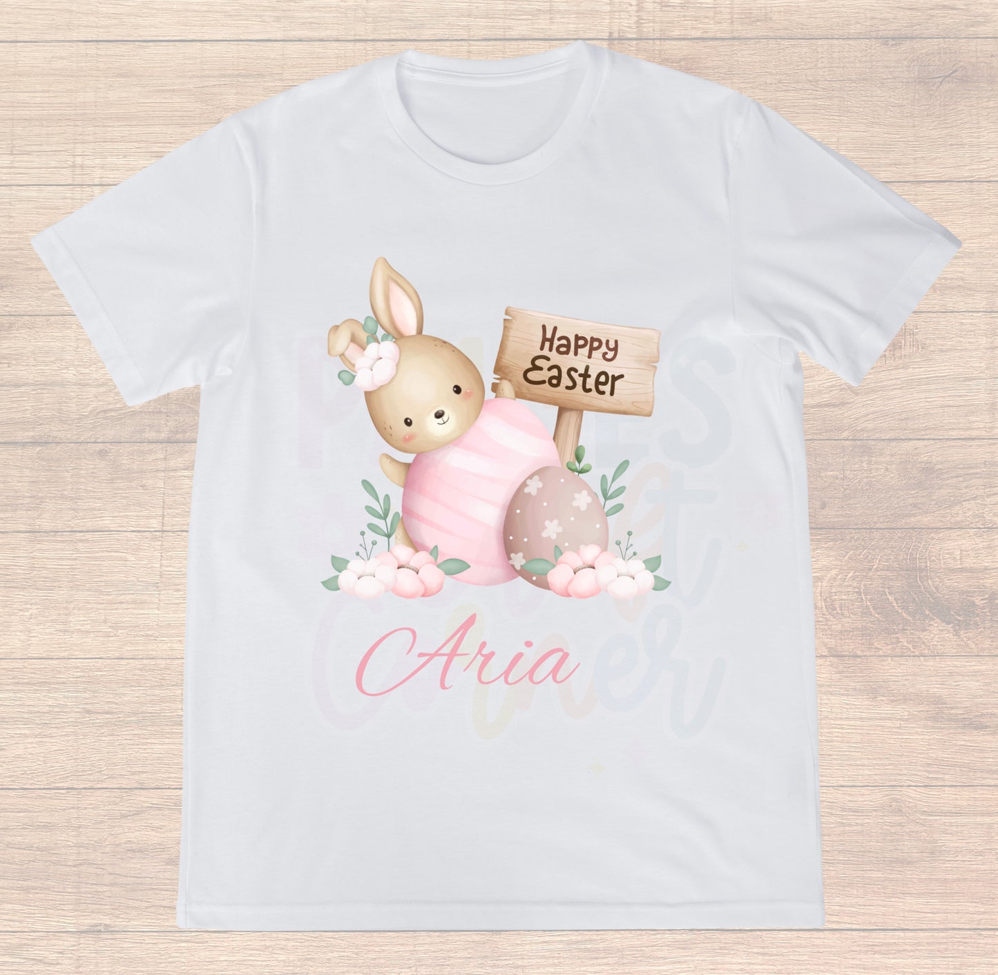 Pink Easter Bunny T-shirt | Can be personalised with name