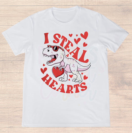 Valentine’s Day T-shirt - Dinosaur “I Steal Hearts”